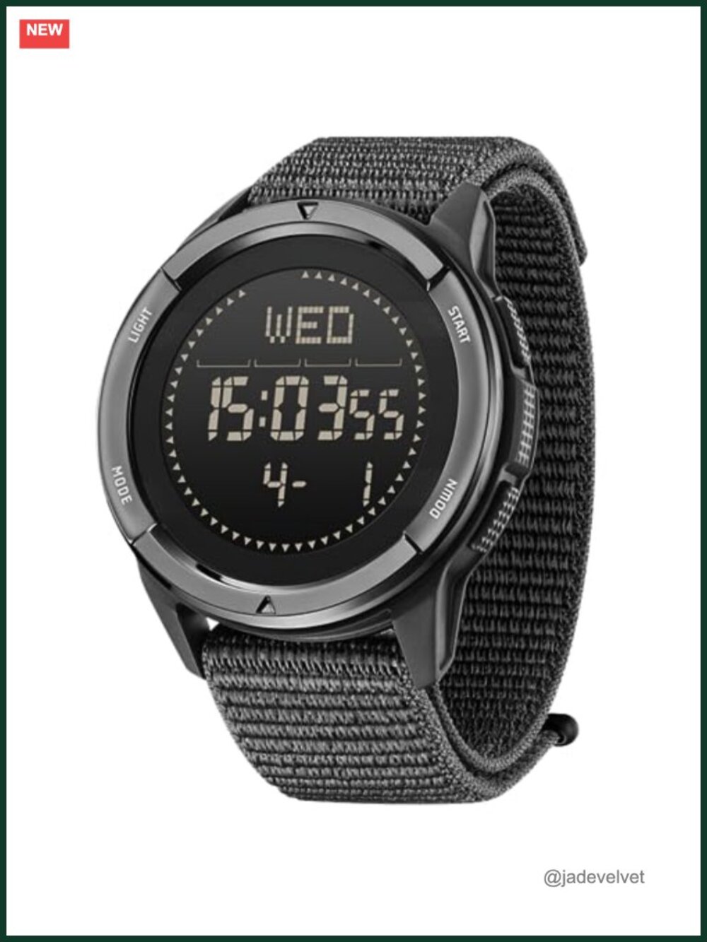 Digital Sports Watch Carbon Fiber Compass Pedometer Nylon Band Unisex